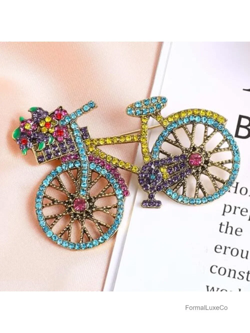 Vintage Bicycle Brooch Pin Rhinestone Brooch Elegant Gift for Women Girls